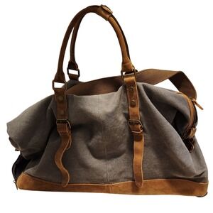Kattee Luggage Rolling Duffel Bag Leather Trim Canvas Carry-on Travel Bag